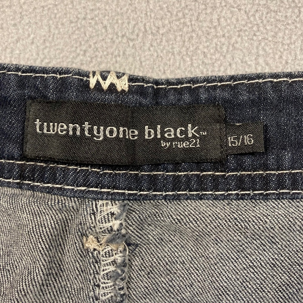 twentyone black Jeans Womens 15/16 Blue Straight Mid Rise Distressed Dark Wash - Picture 5 of 8